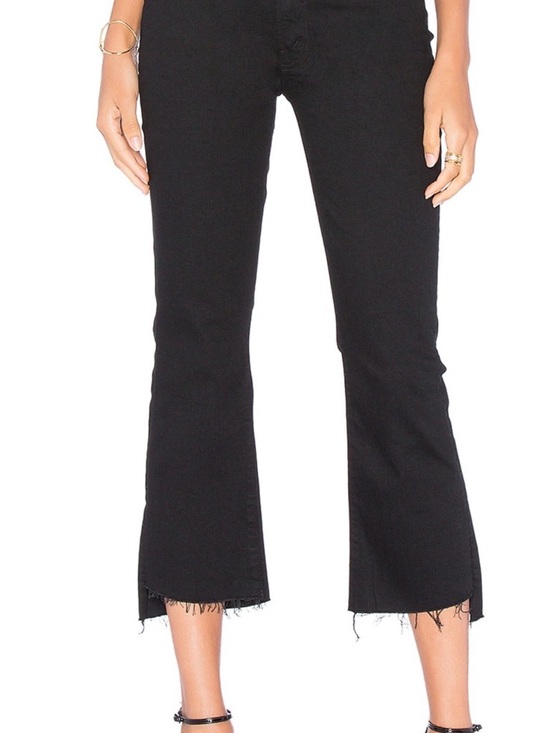 MOTHER Black Wide-Leg Raw Hem Jeans - Picture 2 of 5